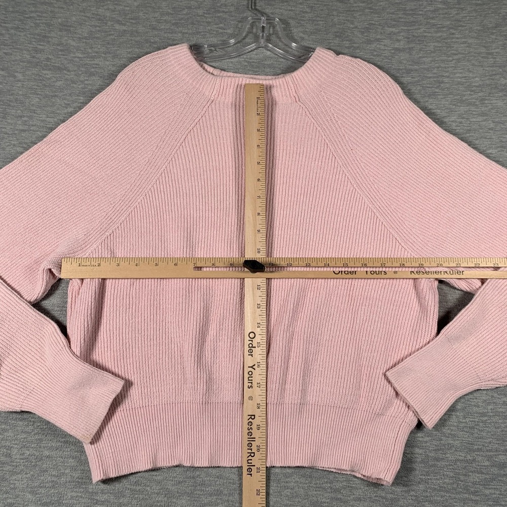 Free People Sweater Womens Medium Pink Ribbed Knit Raglan Crewneck Pullover - Picture 6 of 11
